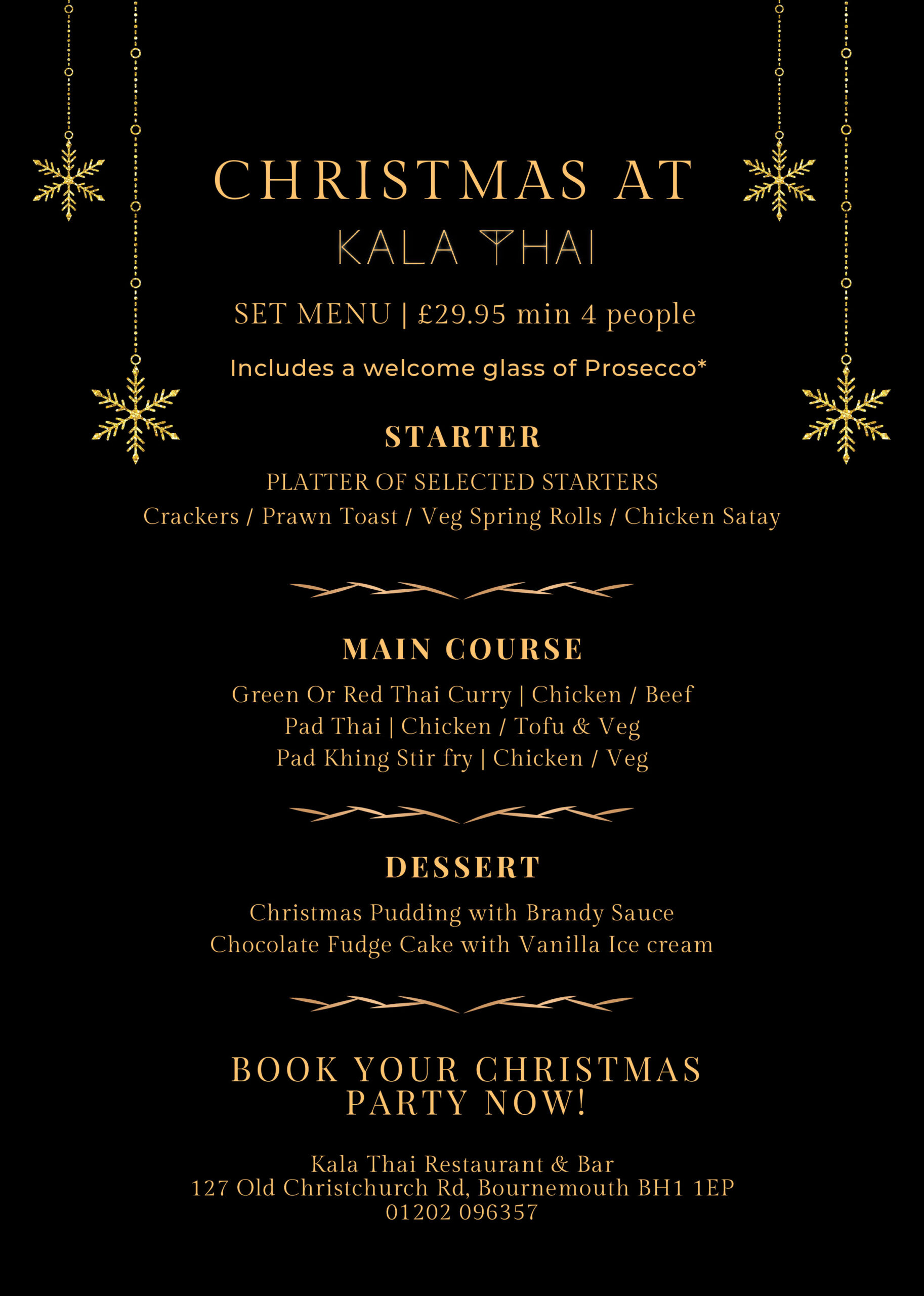 Kala Thai Christmas Menu